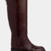 Stivali bordeaux in pelle liscia