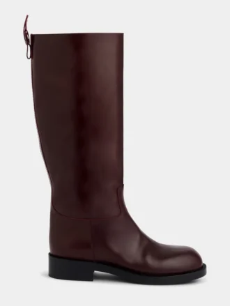 Stivali bordeaux in pelle liscia