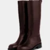 Stivali bordeaux in pelle liscia