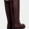 Stivali bordeaux in pelle liscia