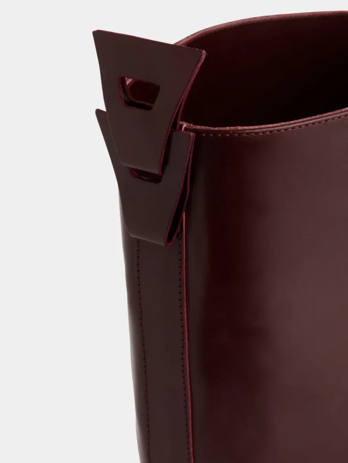 Stivali bordeaux in pelle liscia