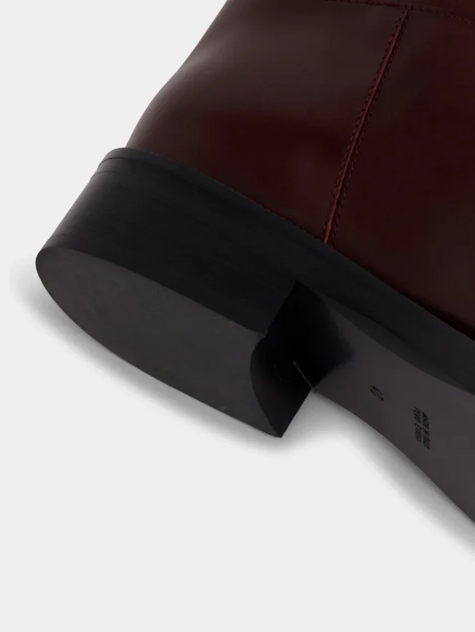 Stivali bordeaux in pelle liscia