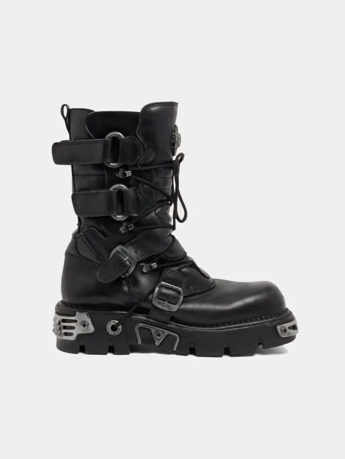 Stivali neri Rabanne x New Rock