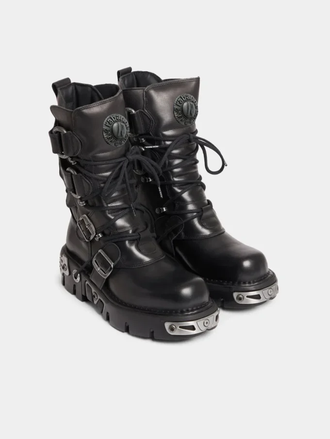 Stivali neri Rabanne x New Rock