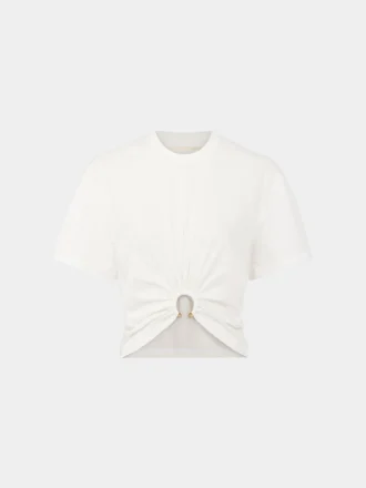 T-shirt bianca con piercing