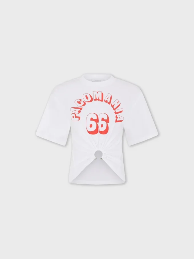 T-shirt in cotone stampato con piercing