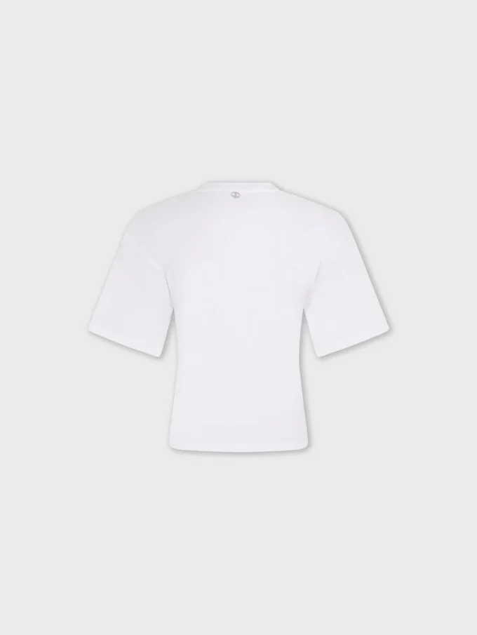 T-shirt in cotone stampato con piercing