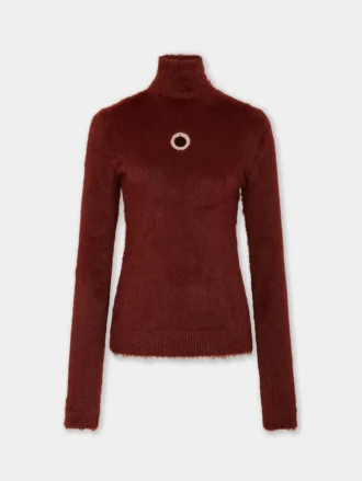 Top a collo alto in maglia spazzolata