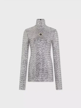 Top con collo alto e paillettes