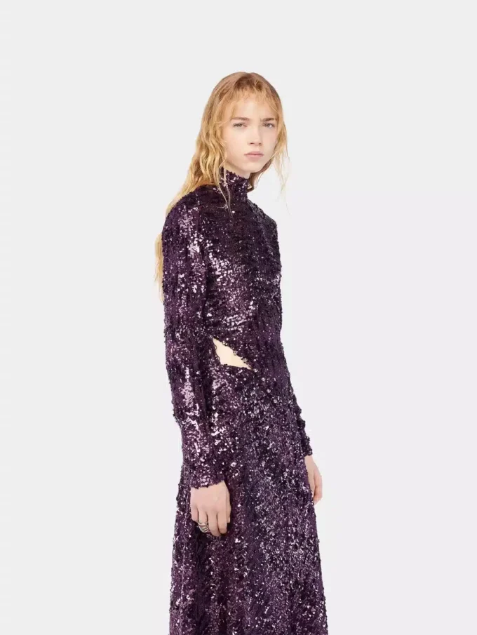 Top con collo alto e paillettes