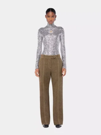 Top con collo alto e paillettes