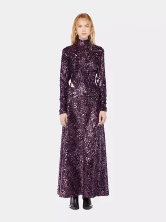 Top con collo alto e paillettes