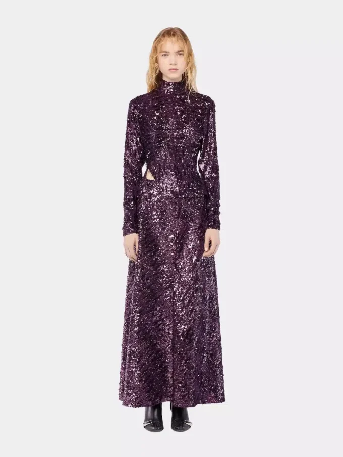 Top con collo alto e paillettes