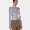 Top con collo alto e paillettes