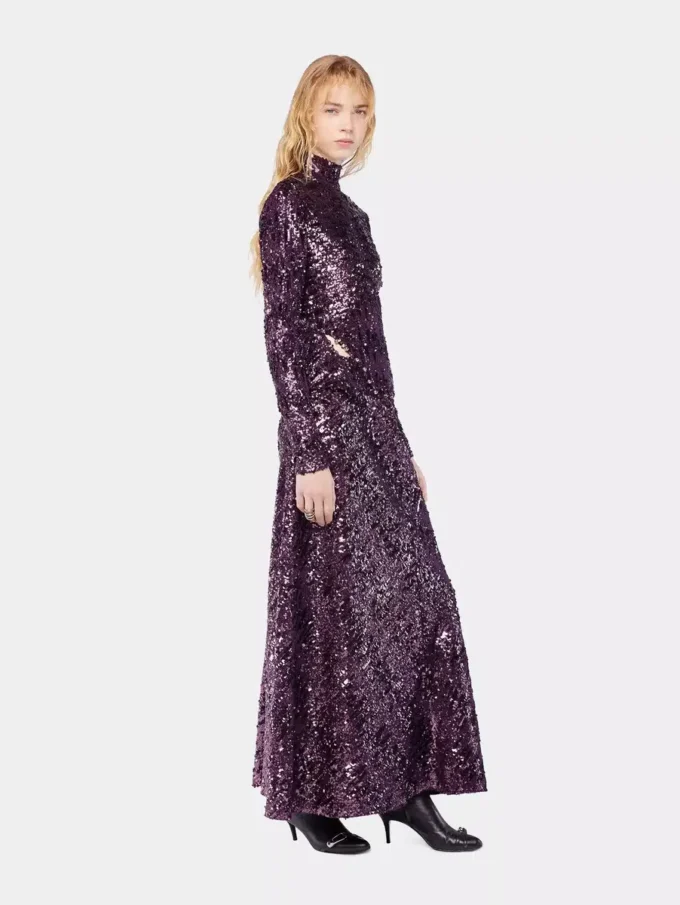 Top con collo alto e paillettes