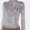 Top con collo alto e paillettes