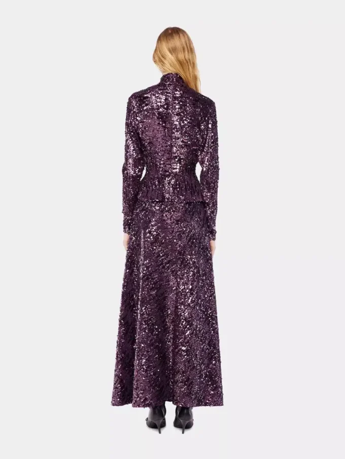 Top con collo alto e paillettes