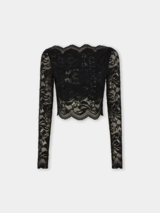 Top corto nero in pizzo