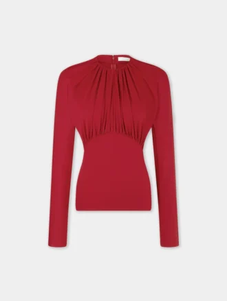 Top in jersey con dettagli arricciati
