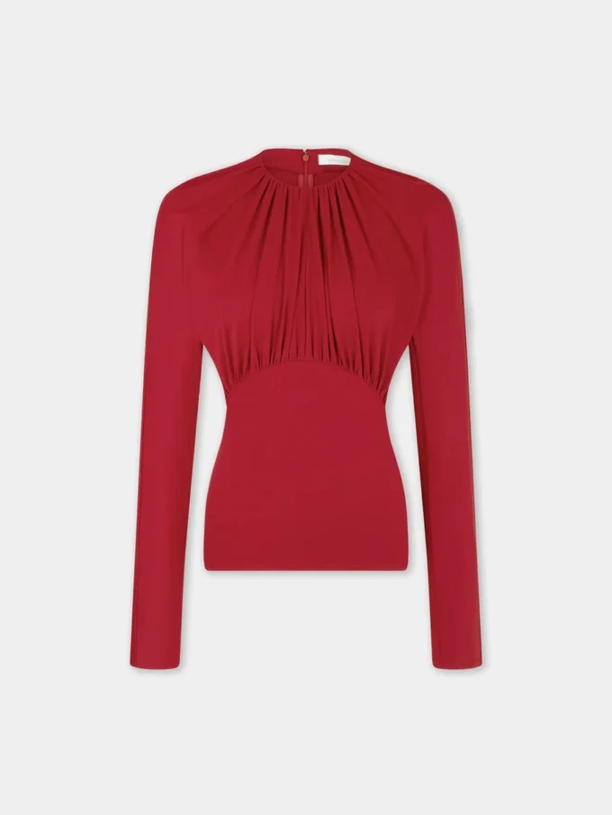 Top in jersey con dettagli arricciati