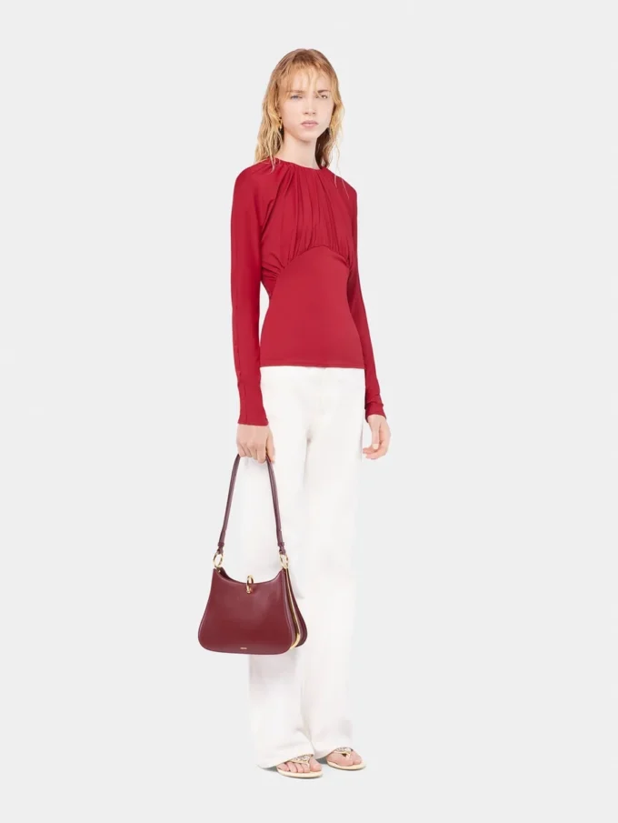 Top in jersey con dettagli arricciati