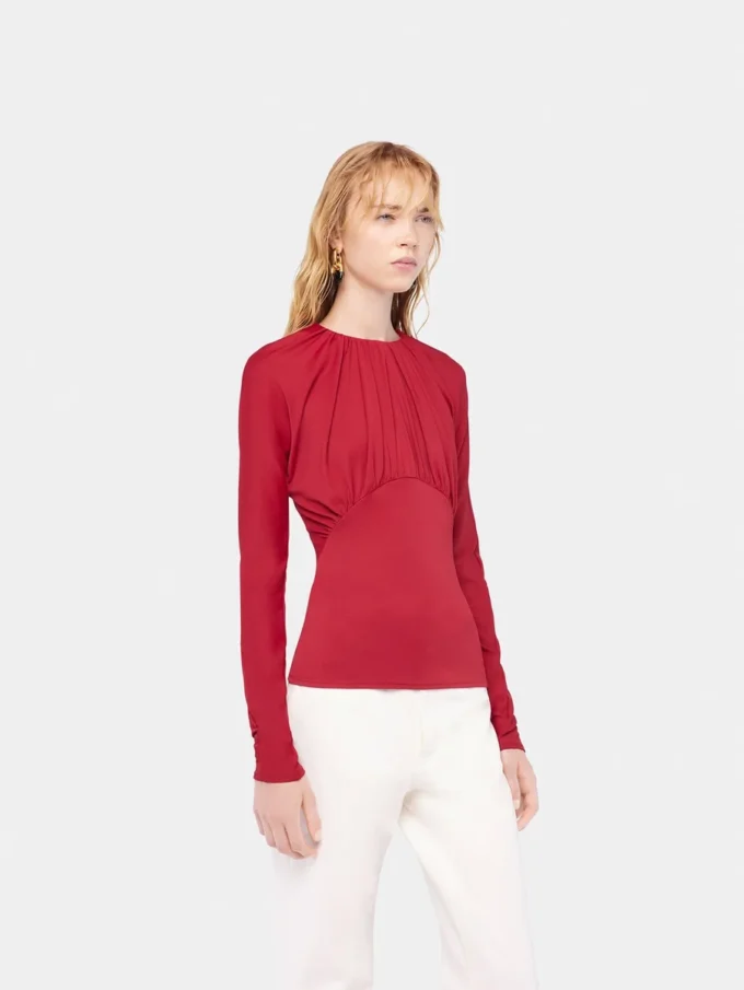 Top in jersey con dettagli arricciati