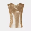 Top in maglia metallica dorata