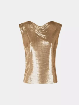 Top in maglia metallica dorata