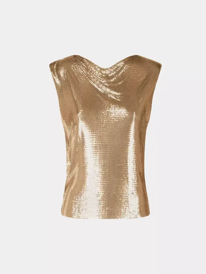 Top in maglia metallica dorata