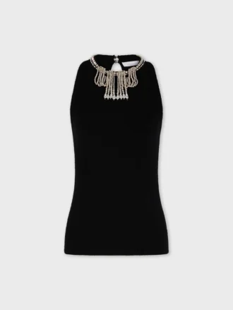 Top in maglia ricamato