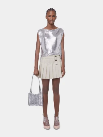 Top in mini maglia argentata