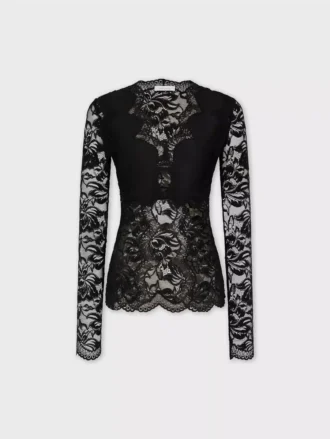 Top in pizzo a maniche lunghe