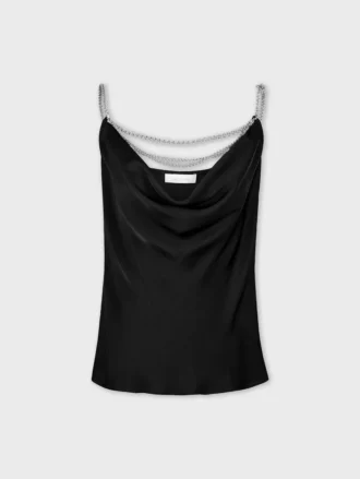 Top in raso con spalline sottili
