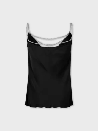 Top in raso con spalline sottili